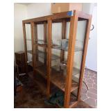 Large oak display shelf with glass shelving 78 x 18 x 72