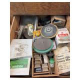Drawer full of sanding discs, grinding wheels