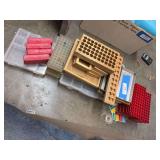 Assortment of wood and plastic bins and cartridge containers