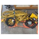 Assortment of extension cords and shop light