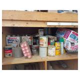 Qty of paints, varnish, painters plastic, drywall tape, paint brushes, rollers, pans etc...