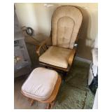 Vintage wood glider rocker with ottoman