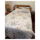 Queen sized Tempur-pedic mattress, and boxspring with vintage oak headboard, and Hollywood frame