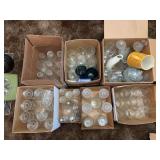 Seven boxes of drinkware, water glasses, goblets, wine glasses, etc.