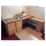 Large custom-made corner desk/sewing table with nine drawers - will need to be disassembled to remove. 78 x 27 long section with 36 x 20” L section