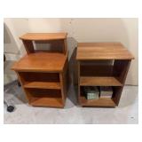 Two small wooden side tables