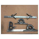Precision squares, 45° angle gauges and rules