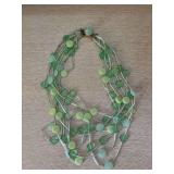 West Germany vintage green multi strand necklace