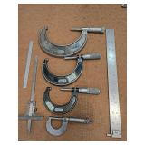 4 micrometers, steel rules, depth gauge