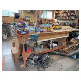 Work bench with electricity. Butcher block top, pick up late please