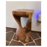Unique side table made out of one large piece of wood 12 x 12 x 23