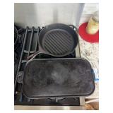Lodge, cast-iron fryer and cast-iron  griddle