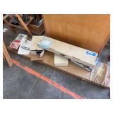 Assortment of router guides includes craftsman butt hinge template, router bit sharpener attachment, decorout or planer