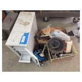 Car parts, air hose, funnels, truck tool box with keys