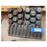 Cornbread pan and two cast-iron pans used for lead molds