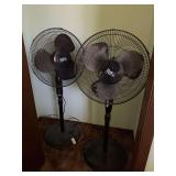 Two oscillating floor fans