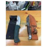 Pair knives, vintage Western  with sheath, Schrade 1410T with sheath