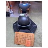 Balance ball chair, small exercise trampoline, and balance board
