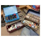 Large tacklebox, mostly empty and small tacklebox mostly full