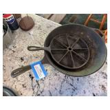 Large cast iron wok, Lodge cast iron cornbread pan