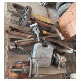 Pallet full of tools, pto shafts, and more