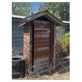 4 ft x 4 ft wood floored outhouse or garden shed. Wonderful backyard accessory