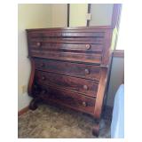 American Empire style four drawer chest of drawers This is a true antique, Six generations, 100+ years old (too many to count!!) see photos where had been chewed on by dog at some time in its long lif