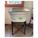 Square washtub on stand
