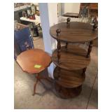 Round display shelf and scallop edge table