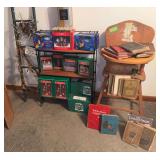 High chair and early readers so your little one gets a head start, shelf full of Christmas decor