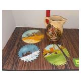 Hand painted saw blades and pitcher