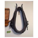Leather horse collar w cast iron hames marked 10R