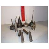 Oil cans including two Perfect Pocket oilers, Eagle and Brother