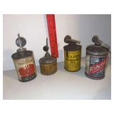 Four household oil cans w labels