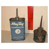 Two Maytag oil cans
