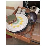 Serving platters, deviled egg tray, stemware, pitchers, etc