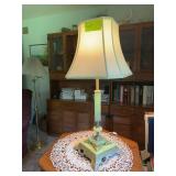 Table lamp w green “marble” base