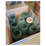 Blue glass canning jars