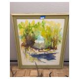 Massive abstract watercolor canvas painting 43.5 x 50