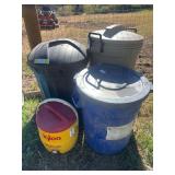 Trash buckets and cooler