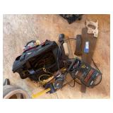 Fully automatic battery charger, palm sander, rubber mallet, massive C clamp