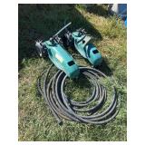 Two orbit tractor sprinklers that need new arms, plus stopper and soaker hose