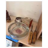 New old stock, international harvester pressure gauge, two new old stock, international harvester bearings, and ashtray with ice pics