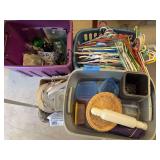 Large assortment of hangers, plasticware, glassware, China