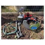 Soaker hose and a variety of sprinklers