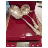Sterling spoon, ladle and fork (check all photos)