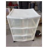 Plastic storage container on rollers