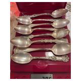 Eight various Sterling spoons