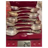 Nine Various Sterling spoons