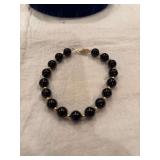 Black Onyx bracelet marked 14k